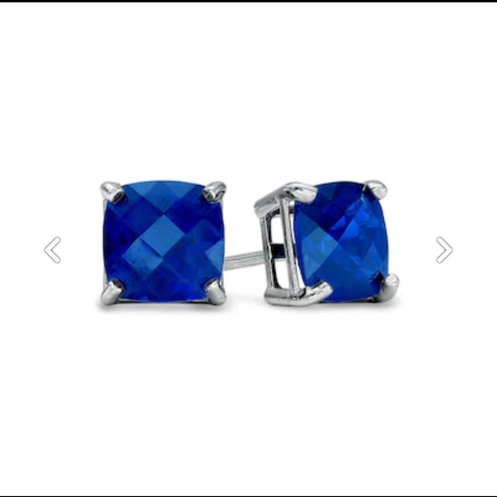 Sterling silver blue sapphire studs
